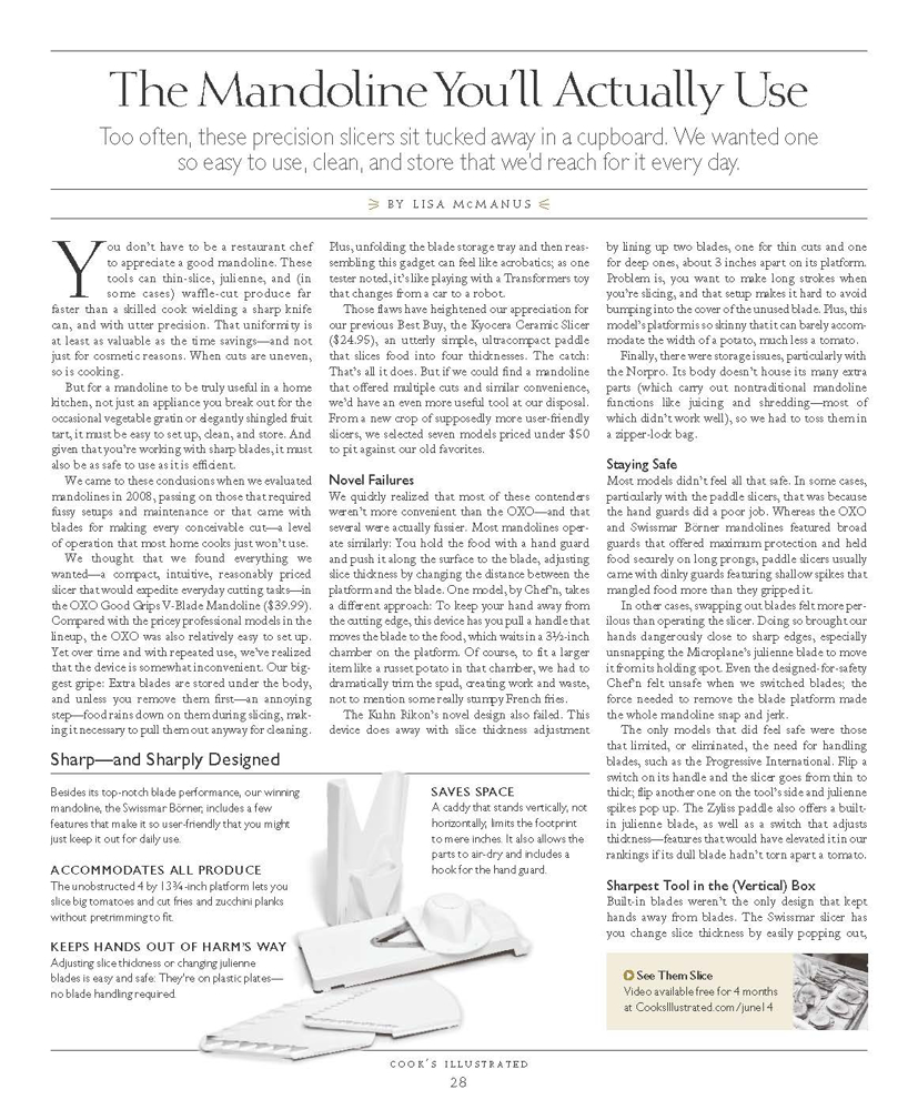 Cooks Illustrated Testing Mandolines